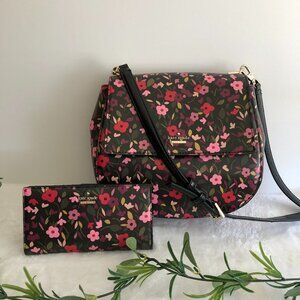 Kate Spade Floral Crossbody Bag and Wallet - Black and Pink